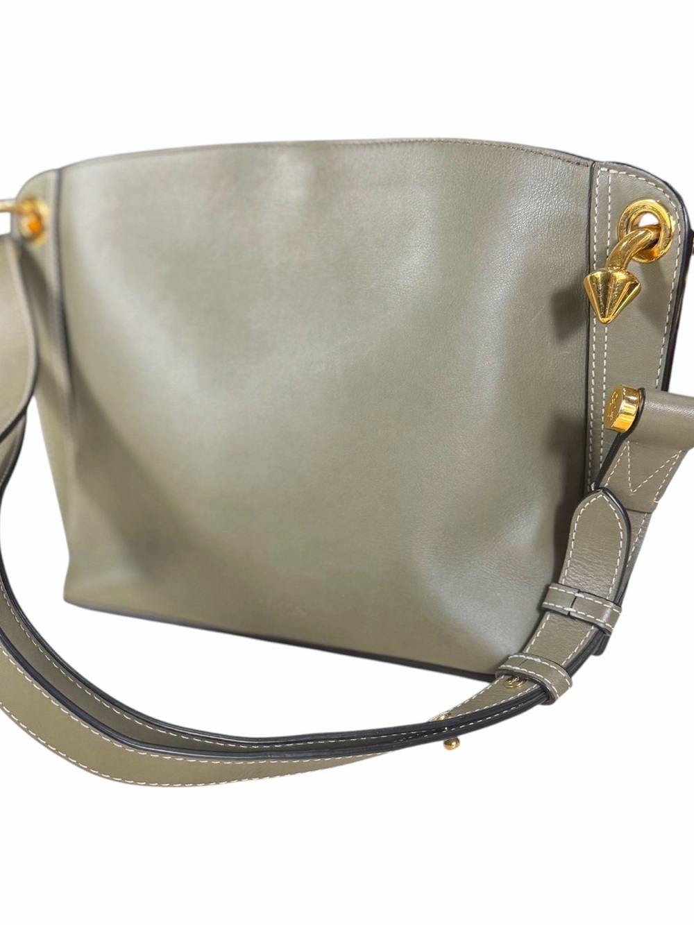 JW Anderson  Olive Green Pierce T Bar Leather Tote with Gold Hardware - Picture 4 of 9